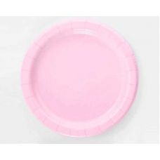 Тарелки бумажные одноразовые розовые однотонные 21 см